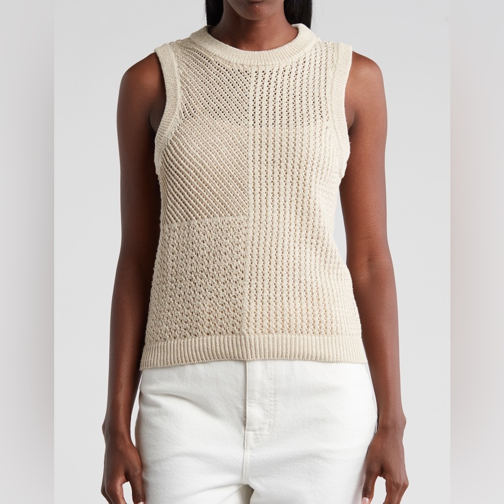 Rachel Roy Crochet Sweater Tank - Beige - Large